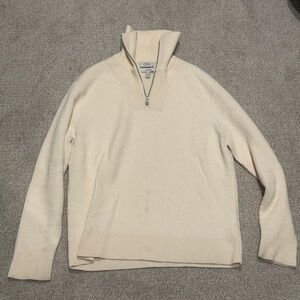 COS Men's Ivory Half-Zip Ribbed Pullover